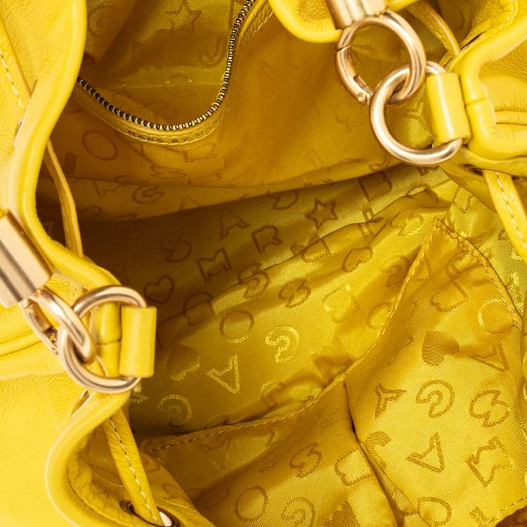 Pre Owned Marc by Marc Jacobs Yellow Leather Too Hot To Handle Drawstring Hobo