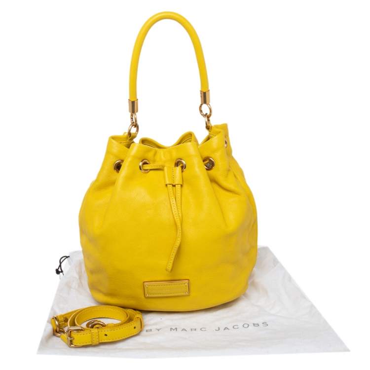Pre Owned Marc by Marc Jacobs Yellow Leather Too Hot To Handle Drawstring Hobo