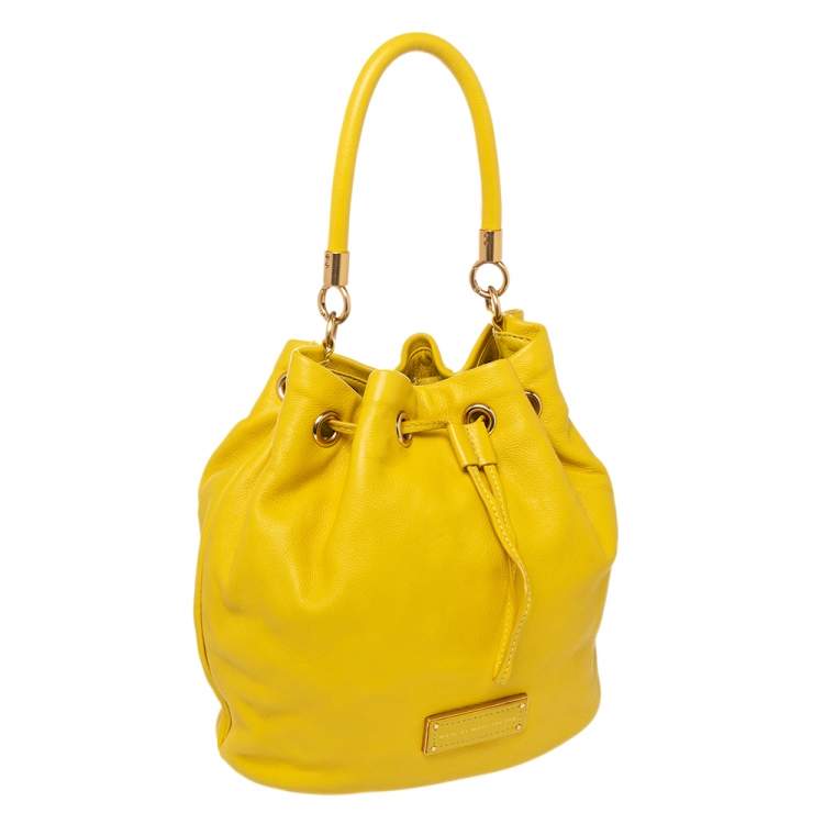 Pre Owned Marc by Marc Jacobs Yellow Leather Too Hot To Handle Drawstring Hobo