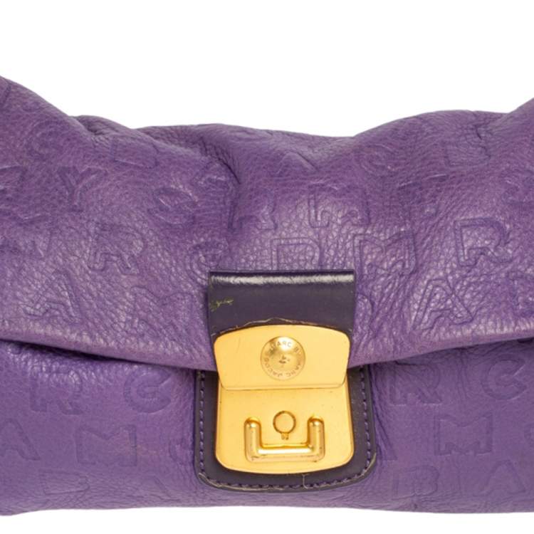 Pre Owned Marc by Marc Jacobs Purple Dreamy Logo Leather Linda Clutch