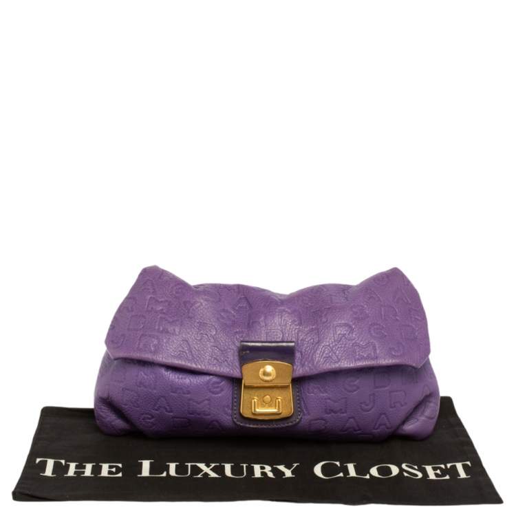 Pre Owned Marc by Marc Jacobs Purple Dreamy Logo Leather Linda Clutch
