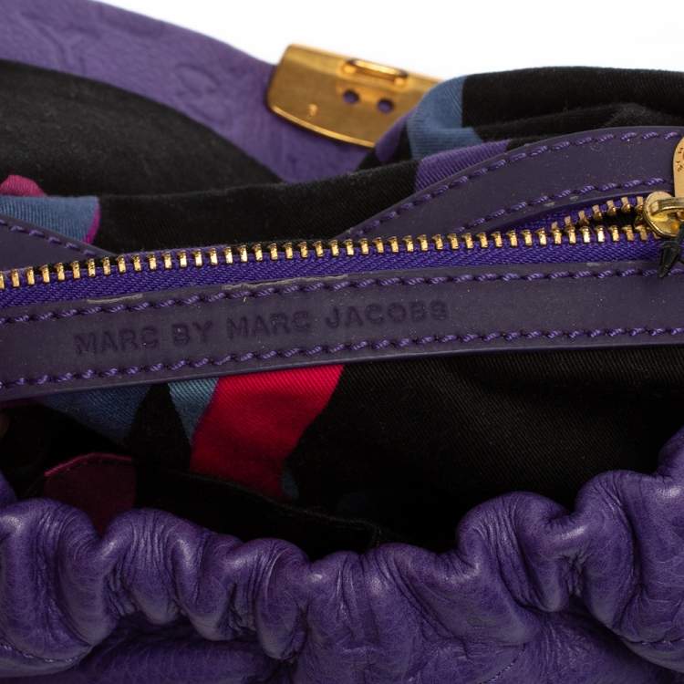 Pre Owned Marc by Marc Jacobs Purple Dreamy Logo Leather Linda Clutch
