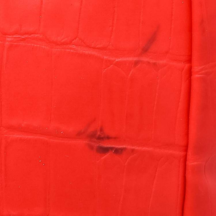 Pre Owned Marc by Marc Jacobs Bright Orange Croc Embossed PVC And Leather Tote