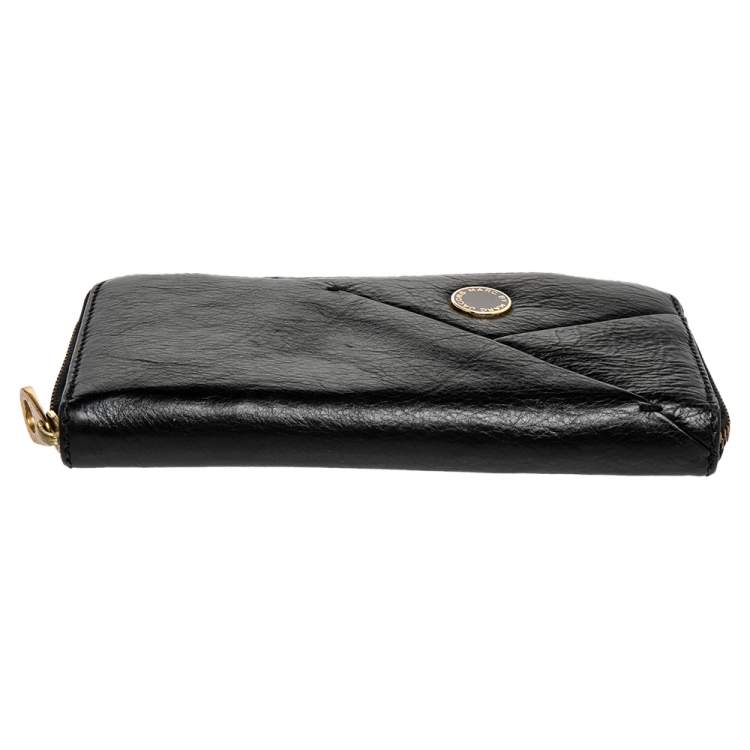 Pre Owned Marc by Marc Jacobs Black Leather Zip Around Wallet