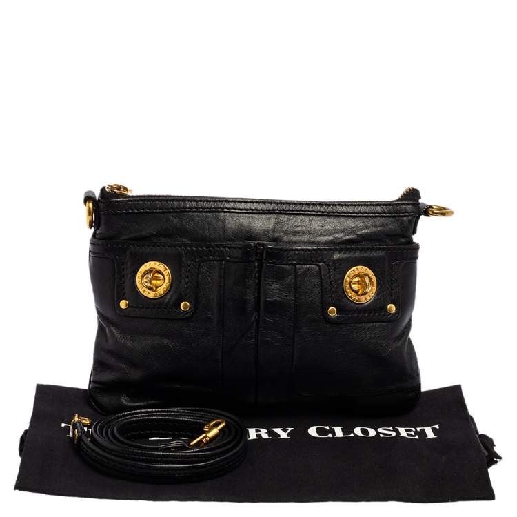Pre Owned Marc by Marc Jacobs Black Leather Totally Turnlock Percy Crossbody Bag