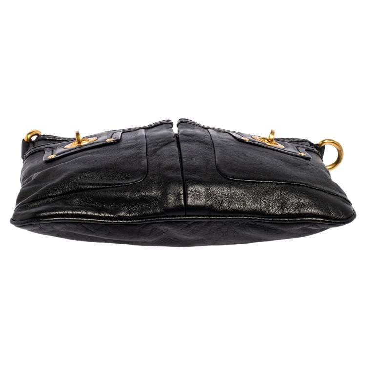 Pre Owned Marc by Marc Jacobs Black Leather Totally Turnlock Percy Crossbody Bag