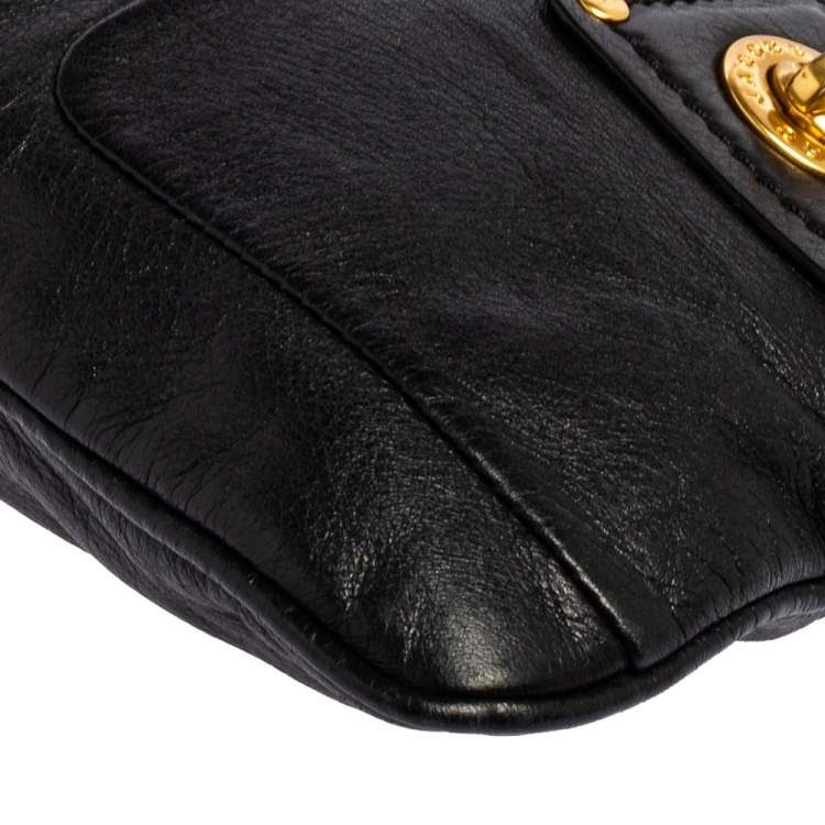 Pre Owned Marc by Marc Jacobs Black Leather Totally Turnlock Percy Crossbody Bag