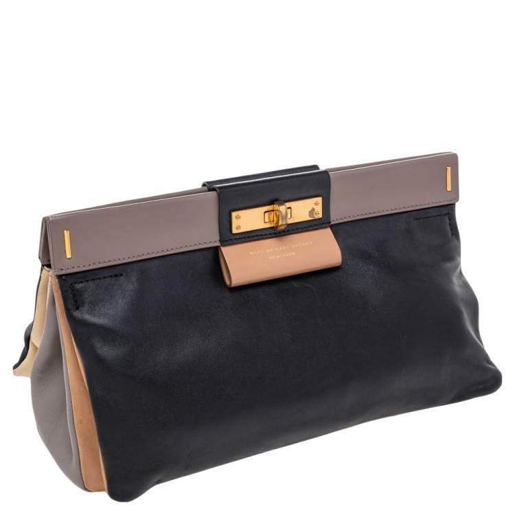 Pre Owned Marc by Marc Jacobs Tricolor Suede And Leather East End Lady Rei Clutch