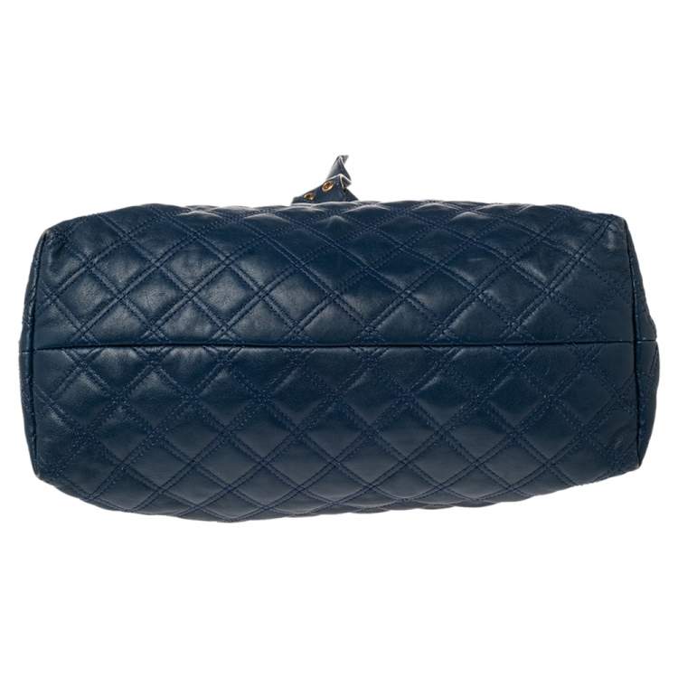 Pre Owned  Marc Jacobs Blue Quilted Leather Bruna Belted Tote