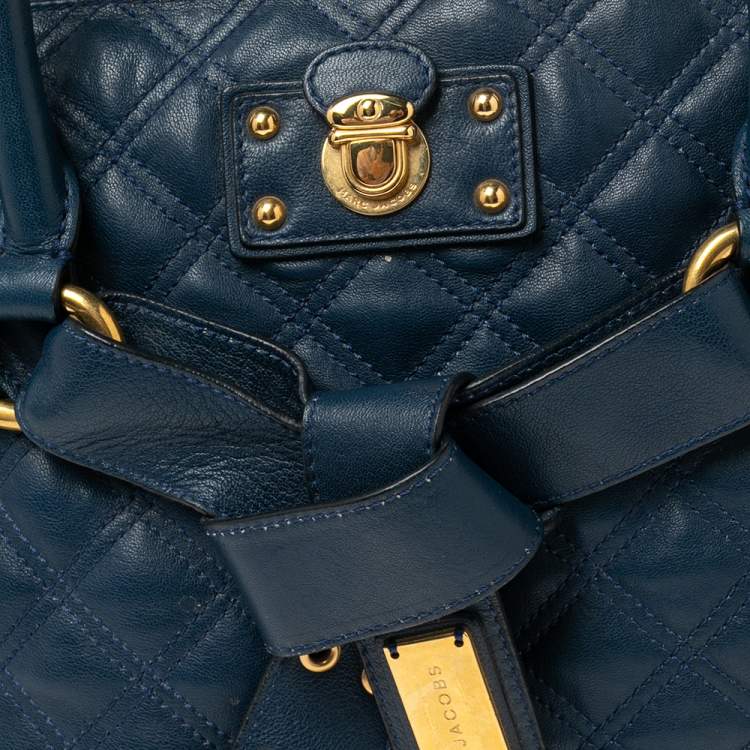 Pre Owned  Marc Jacobs Blue Quilted Leather Bruna Belted Tote