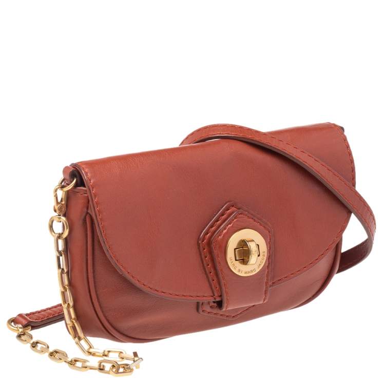 Pre Owned Marc by Marc Jacobs Brown Leather Flap Crossbody Bag