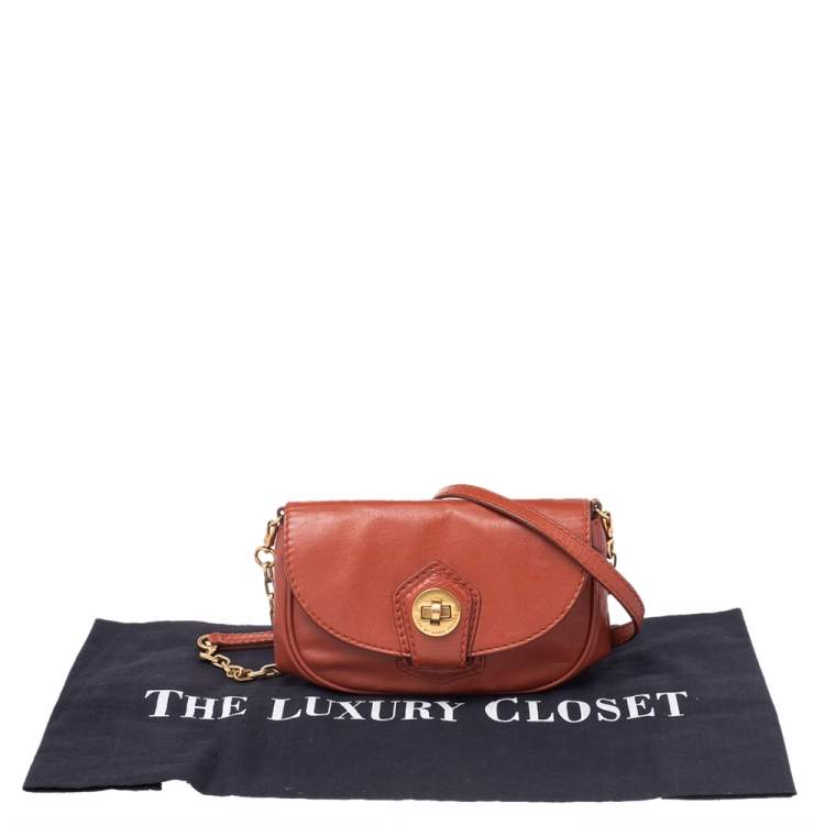 Pre Owned Marc by Marc Jacobs Brown Leather Flap Crossbody Bag