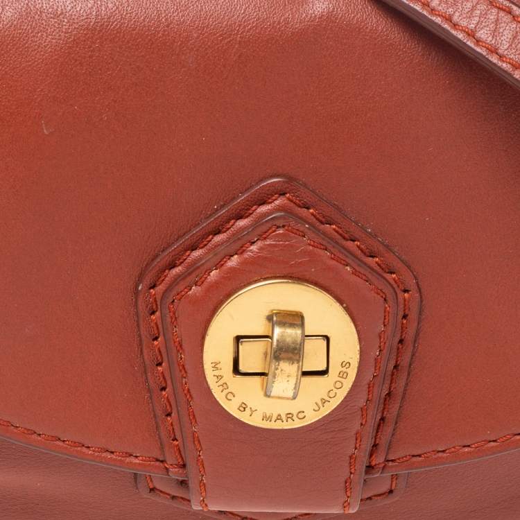Pre Owned Marc by Marc Jacobs Brown Leather Flap Crossbody Bag