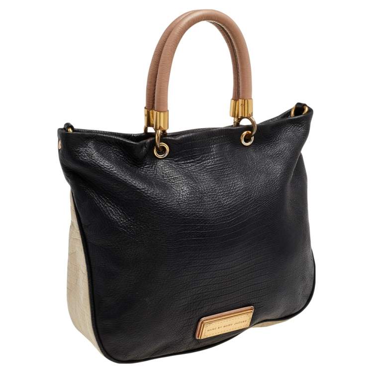 Pre Owned Marc by Marc Jacobs Black/Cream Leather Too Hot to Handle Tote