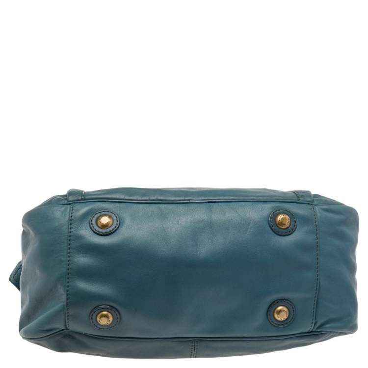 Pre Owned Marc by Marc Jacobs Teal Leather Totally Turnlock Benny Satchel