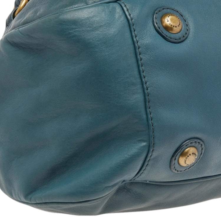 Pre Owned Marc by Marc Jacobs Teal Leather Totally Turnlock Benny Satchel