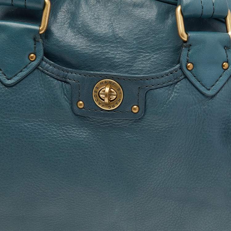 Pre Owned Marc by Marc Jacobs Teal Leather Totally Turnlock Benny Satchel