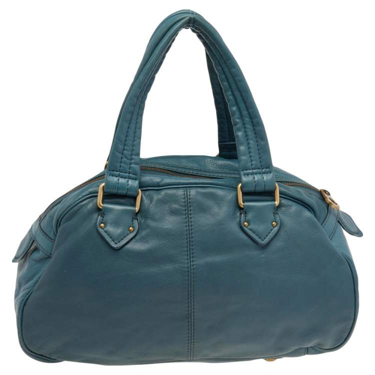 Pre Owned Marc by Marc Jacobs Teal Leather Totally Turnlock Benny Satchel