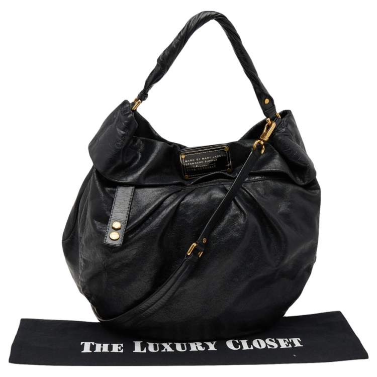 Pre Owned Marc by Marc Jacobs Black Leather Classic Q Hillier Hobo