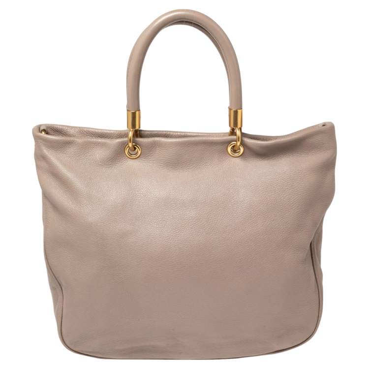 Pre Owned Marc by Marc Jacobs Dark Beige Leather Too Hot to Handle Tote
