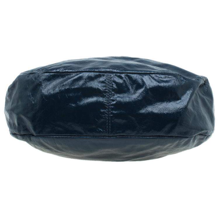 Pre Owned Marc by Marc Jacobs Navy Blue Bicolor Patent Leather Classic Q Hillier Hobo