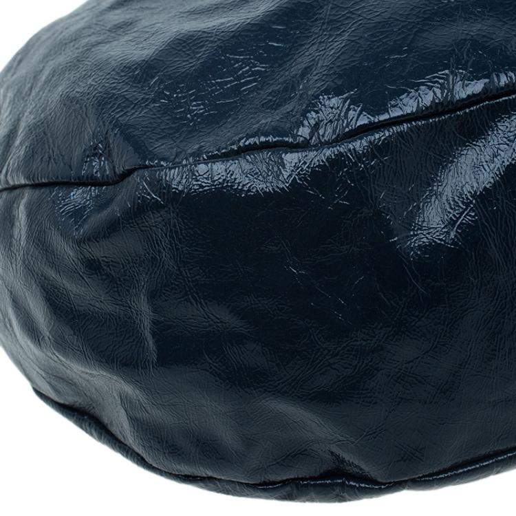 Pre Owned Marc by Marc Jacobs Navy Blue Bicolor Patent Leather Classic Q Hillier Hobo