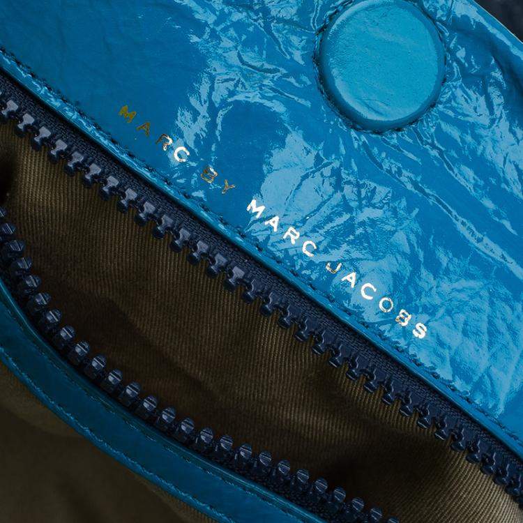 Pre Owned Marc by Marc Jacobs Navy Blue Bicolor Patent Leather Classic Q Hillier Hobo