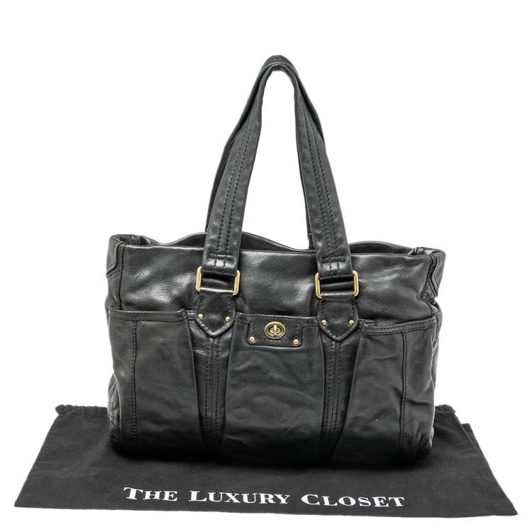 Pre Owned Marc By Marc Jacobs Black Leather Totally Turnlock Diaper Bag