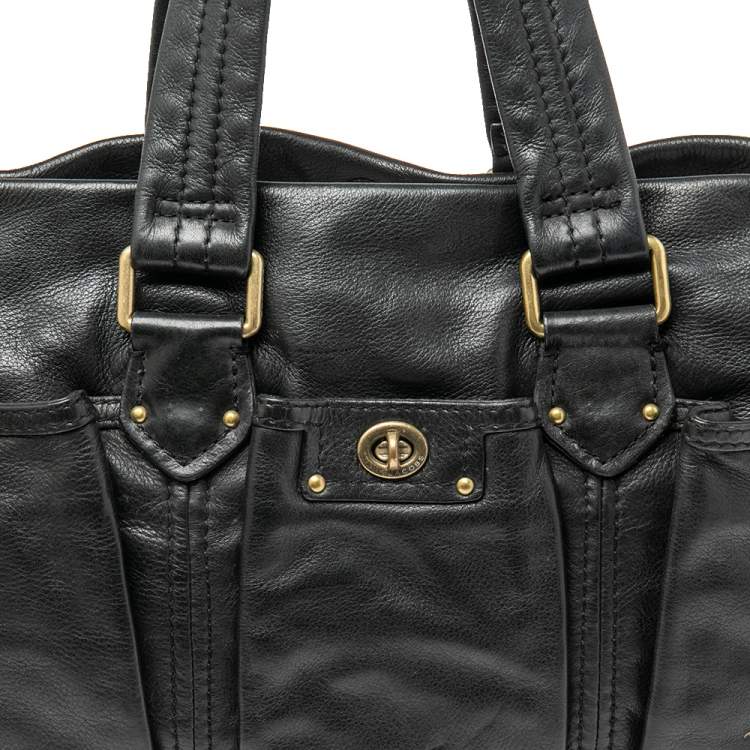 Pre Owned Marc By Marc Jacobs Black Leather Totally Turnlock Diaper Bag