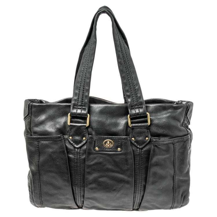Pre Owned Marc By Marc Jacobs Black Leather Totally Turnlock Diaper Bag