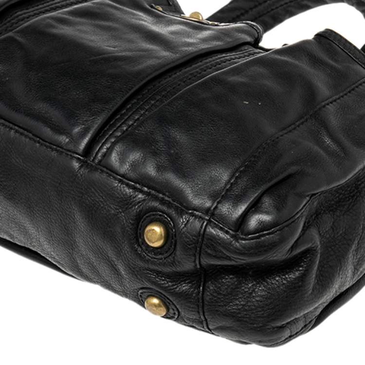 Pre Owned Marc By Marc Jacobs Black Leather Totally Turnlock Diaper Bag