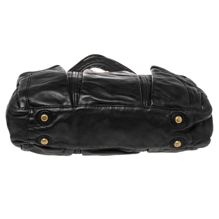 Pre Owned Marc By Marc Jacobs Black Leather Totally Turnlock Diaper Bag