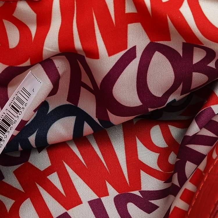 Pre Owned Marc by Marc Jacobs Bright Orange Croc Embossed PVC Top Handle Bag