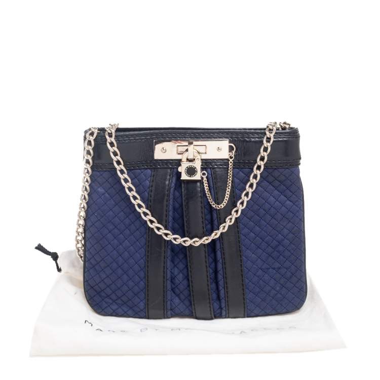 Pre Owned Marc by Marc Jacobs Black/Blue Leather Shoulder Bag