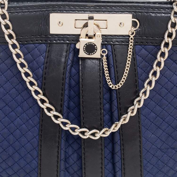 Pre Owned Marc by Marc Jacobs Black/Blue Leather Shoulder Bag