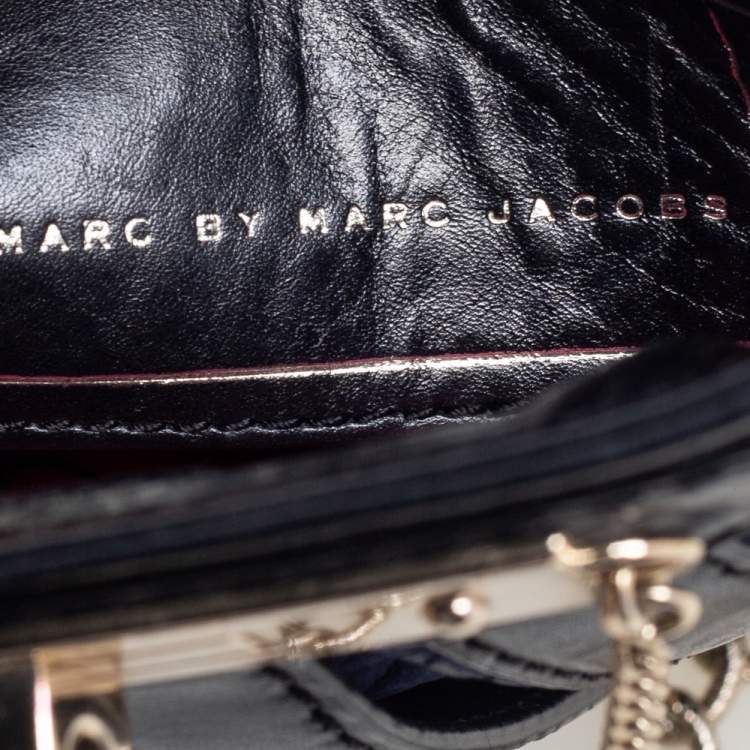 Pre Owned Marc by Marc Jacobs Black/Blue Leather Shoulder Bag