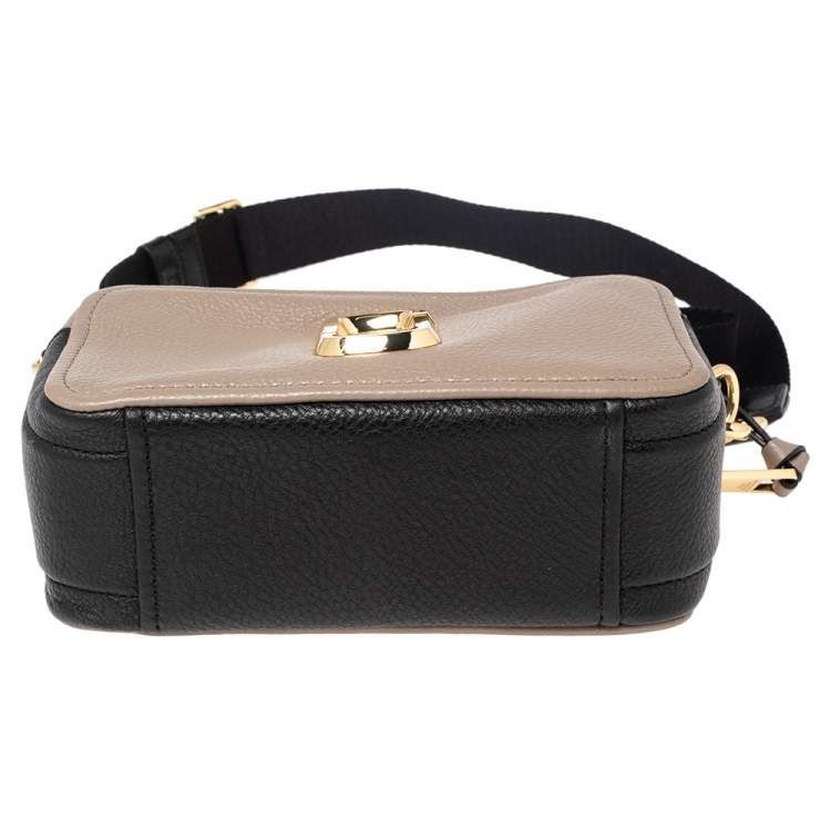 Pre Owned Marc Jacobs Beige-Black Leather Snapshot Crossbody Bag