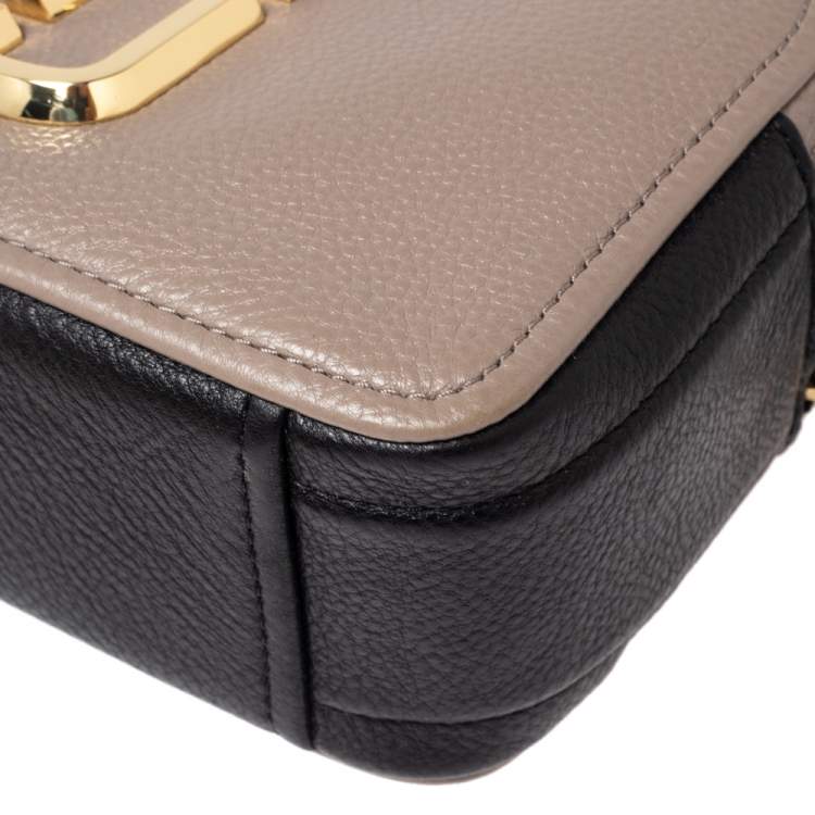 Pre Owned Marc Jacobs Beige-Black Leather Snapshot Crossbody Bag