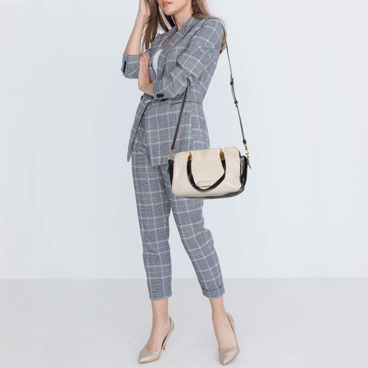 Pre Owned Marc by Marc Jacobs Black/Cream Leather Ligero Satchel