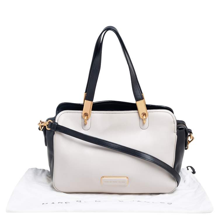 Pre Owned Marc by Marc Jacobs Black/Cream Leather Ligero Satchel
