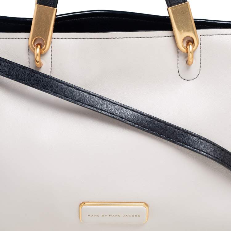 Pre Owned Marc by Marc Jacobs Black/Cream Leather Ligero Satchel