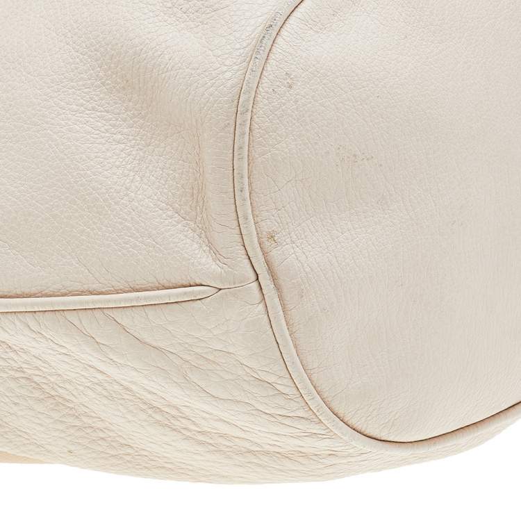 Pre Owned Marc By Marc Jacobs White Leather Too Hot to Handle Drawstring Bucket Bag