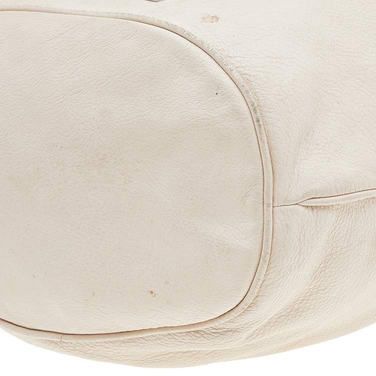 Pre Owned Marc By Marc Jacobs White Leather Too Hot to Handle Drawstring Bucket Bag