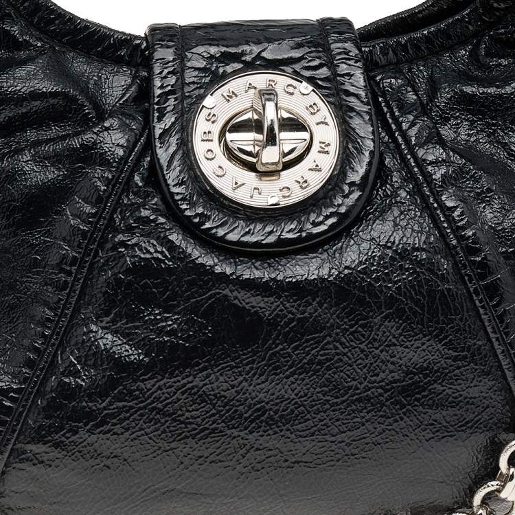 Pre Owned Marc by Marc Jacobs Black Leather Turnlock Shoulder Bag