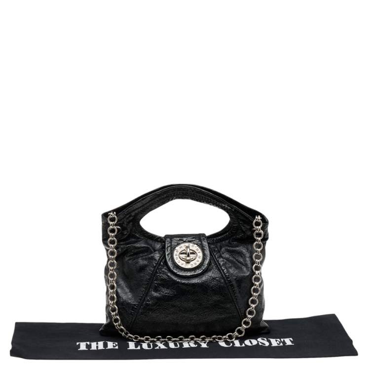 Pre Owned Marc by Marc Jacobs Black Leather Turnlock Shoulder Bag