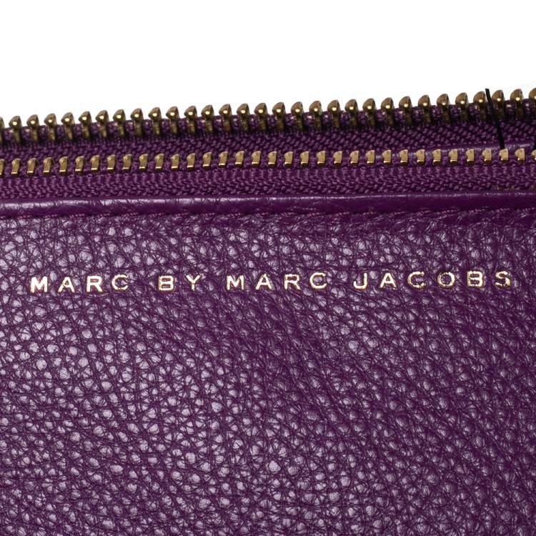 Pre Owned Marc by Marc Jacobs Purple Leather Zip Around Continental Wallet