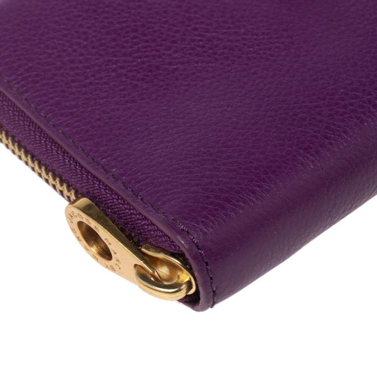 Pre Owned Marc by Marc Jacobs Purple Leather Zip Around Continental Wallet