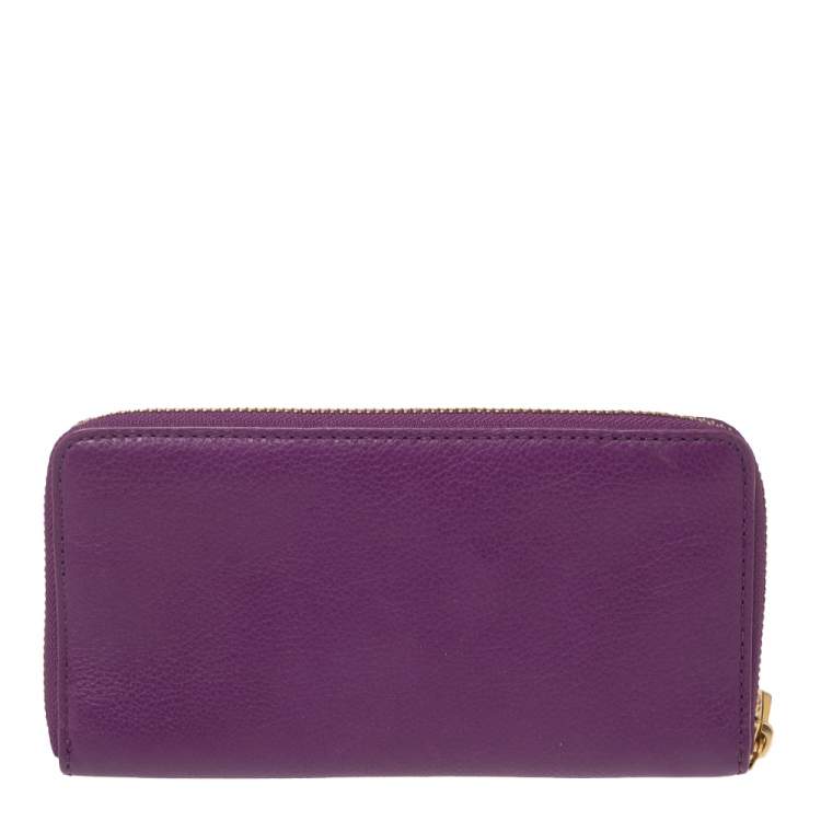 Pre Owned Marc by Marc Jacobs Purple Leather Zip Around Continental Wallet
