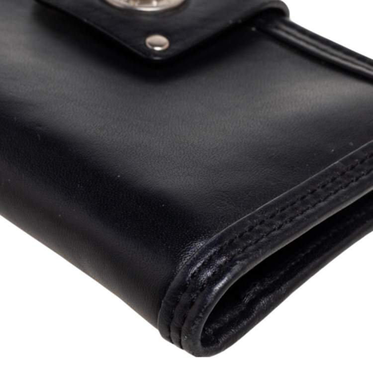 Pre Owned Marc by Marc Jacobs Black Leather Totally Turnlock Flap Wallet     