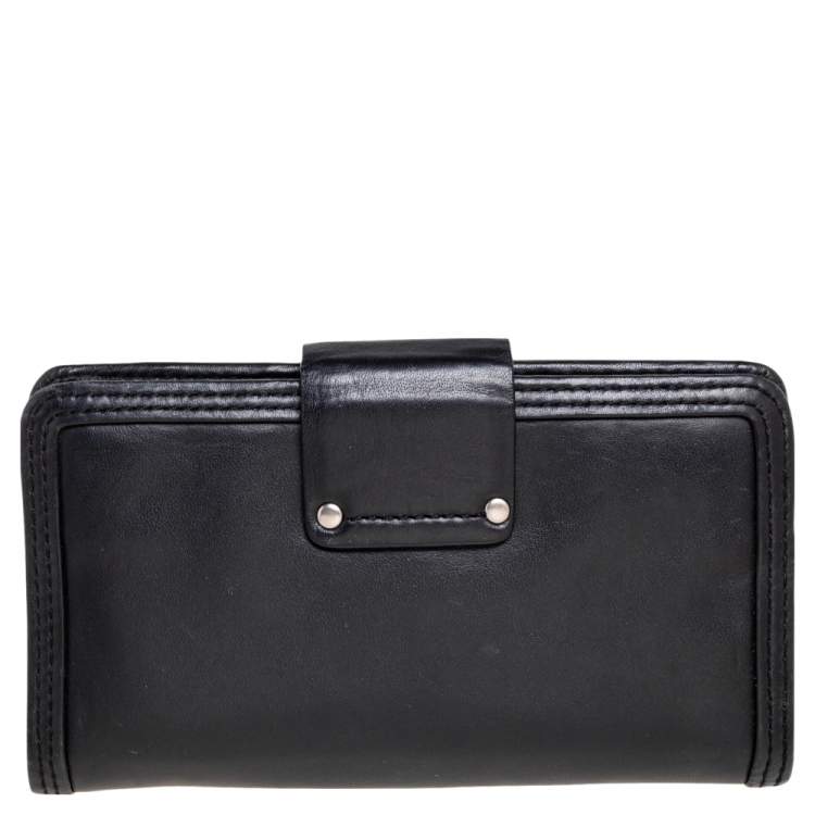 Pre Owned Marc by Marc Jacobs Black Leather Totally Turnlock Flap Wallet     